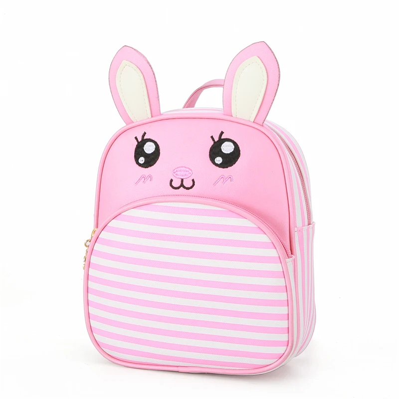 Small size kindergarten daily pu leather waterproof cute lovely rabbit shape kids school cartoon shoulder backpack bag
