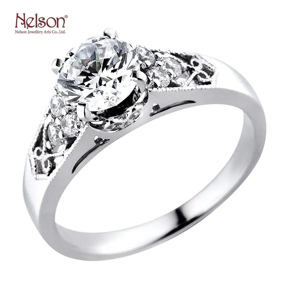 Zero risk Custom logo Wholesale price no MOQ Top Quality Delicate Fashion Engagement 18K White Gold Diamond Mounting Rings