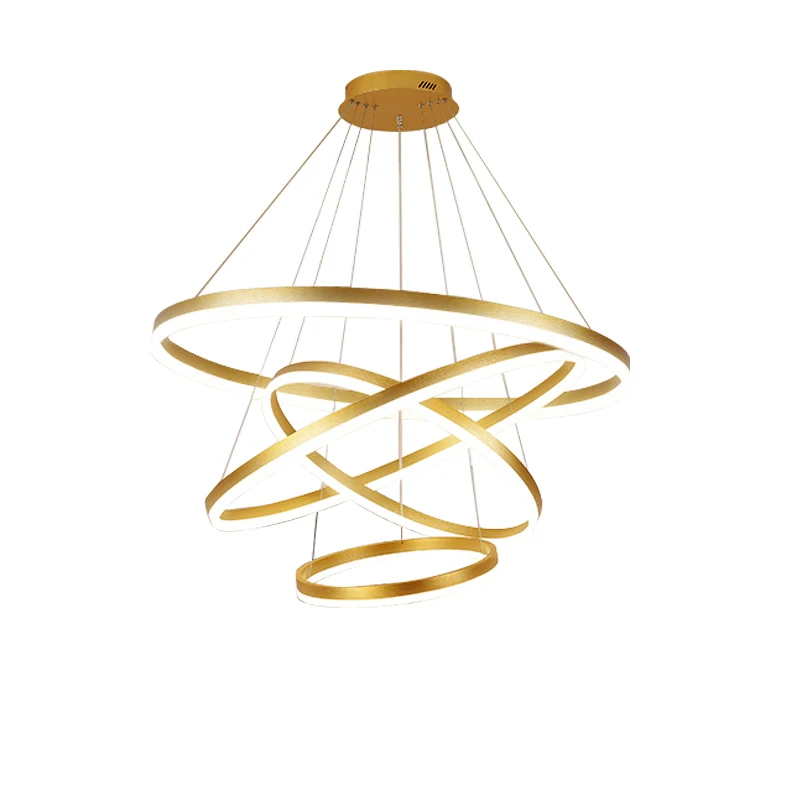 Guzhen Gold Color Luxury Contemporary hanging decorative pendant lights nordic modern design circle ring led chandeliers