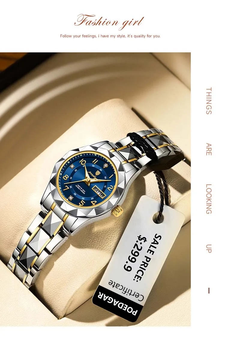POEDAGAR 782 hot sell custom face lady quartz watch latest Steel Strap water resist Luminous date display moq 1 Casual watch set