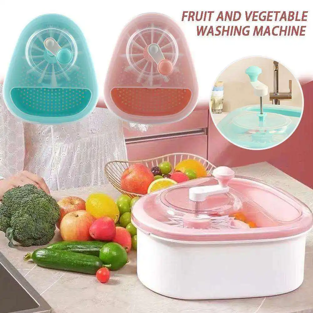 Fruit Vegetable Washing Machine Fruit Washing Spinner Device Vegetable Cleaner Full-Sided Spin Scrubber Brush Food Cleaning Tool