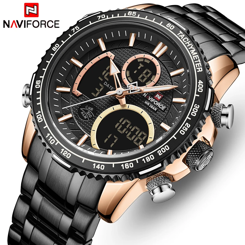 NAVIFORCE 9182 RGB 2020 кварцевые наручные часы хронограф мужские деловые часы relogio masculino