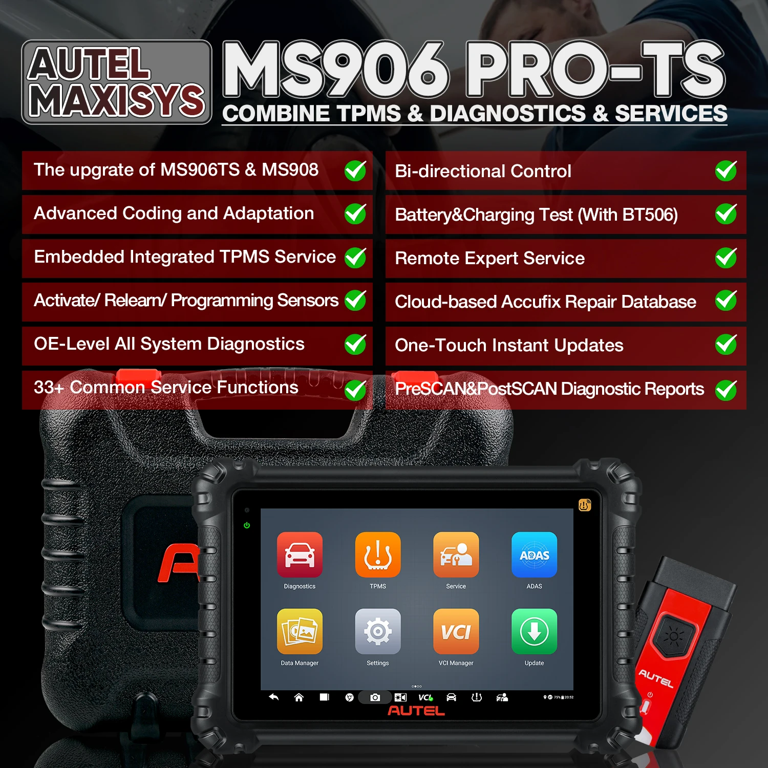 Новое поступление Autel MaxiSys ms906pro-ts OBD2 автомобильный диагностический сканер с bluetooh VCI автоматическое сканирование инструменты ms906s ms906 pro ms906ts