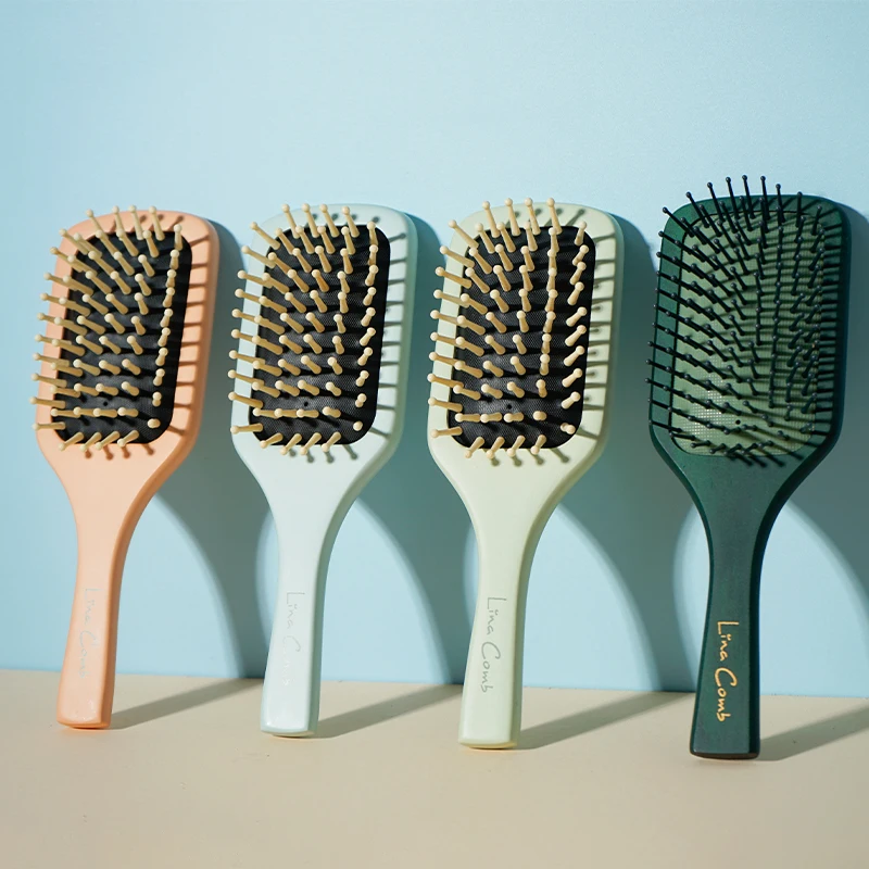 Large Wood OEM Hairbrush Fashion Bamboo Bristle Wooden Afro Comb Detangling Comb and Brush Set for Curly Hair