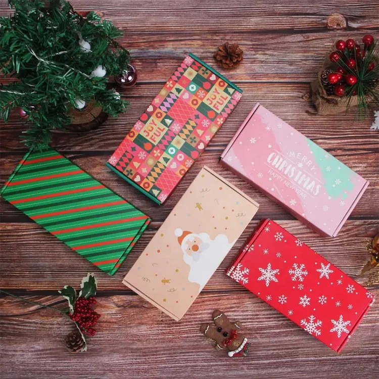 Christmas Custom Logo Corrugated Cardboard Shipping Mailer Box XMAS Cosmetic Set Watch Candy and Jewelry Mailing Packaging Boxes