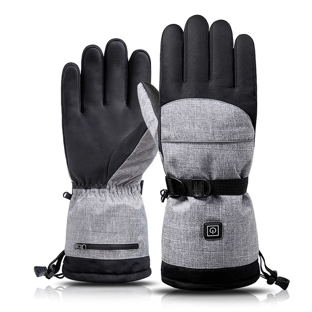 Amazon hot selling winter heating windproof waterproof touch screen rechargeable battery ski gloves for