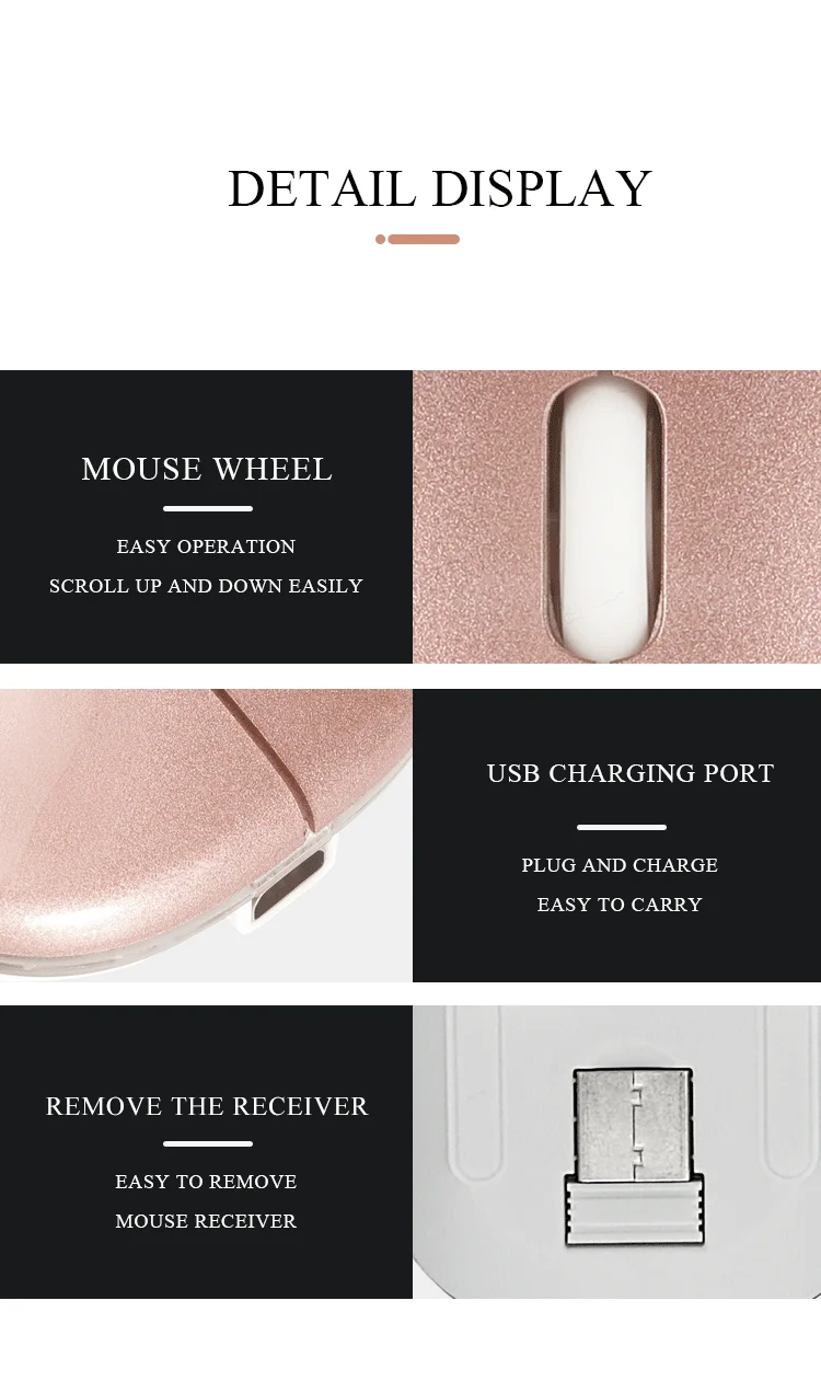 Thin Slim 2.4G Optical Computer Mouse 1600 DPI Adjustable Mouse wireless gaming office  mouse with led light