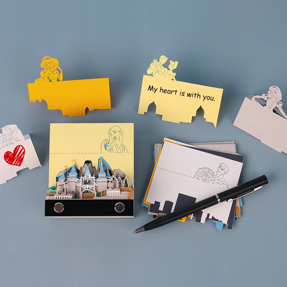 Sticky Notes Custom 3D Memo Note Pad Cinderella Castle Princess Snow White Fantasy Castle Girls Gifts