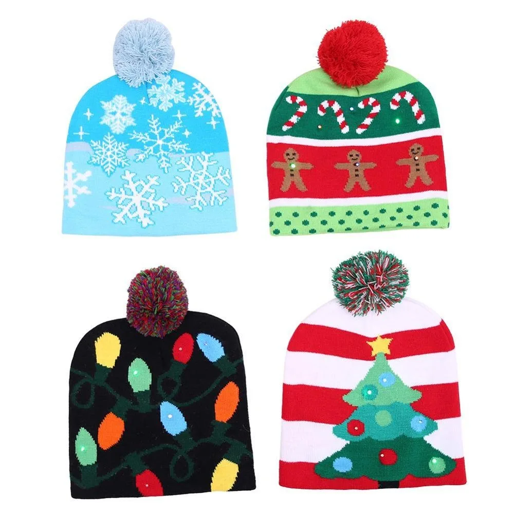Рождественский светодиодный проблесковый маячок на новый год мягкие snowmanwarm шляпа для взрослых детей Рождественская вечеринка головные уборы рождественская