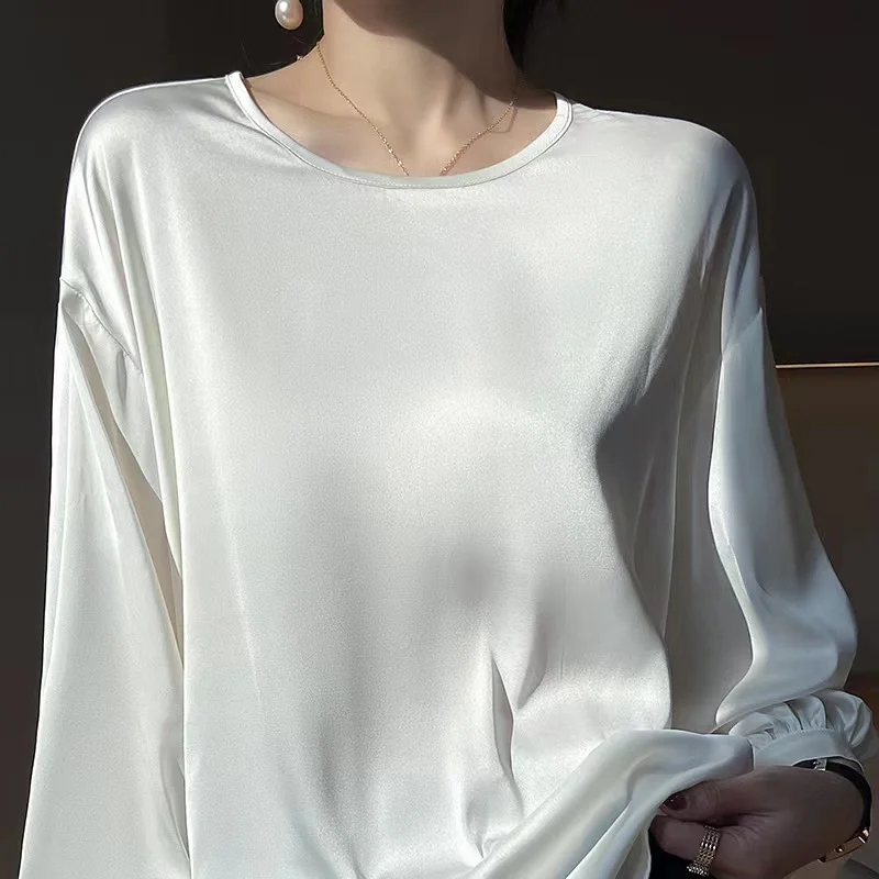 Hot selling spring and summer ladies high quality luxury real silk top silk shirt women