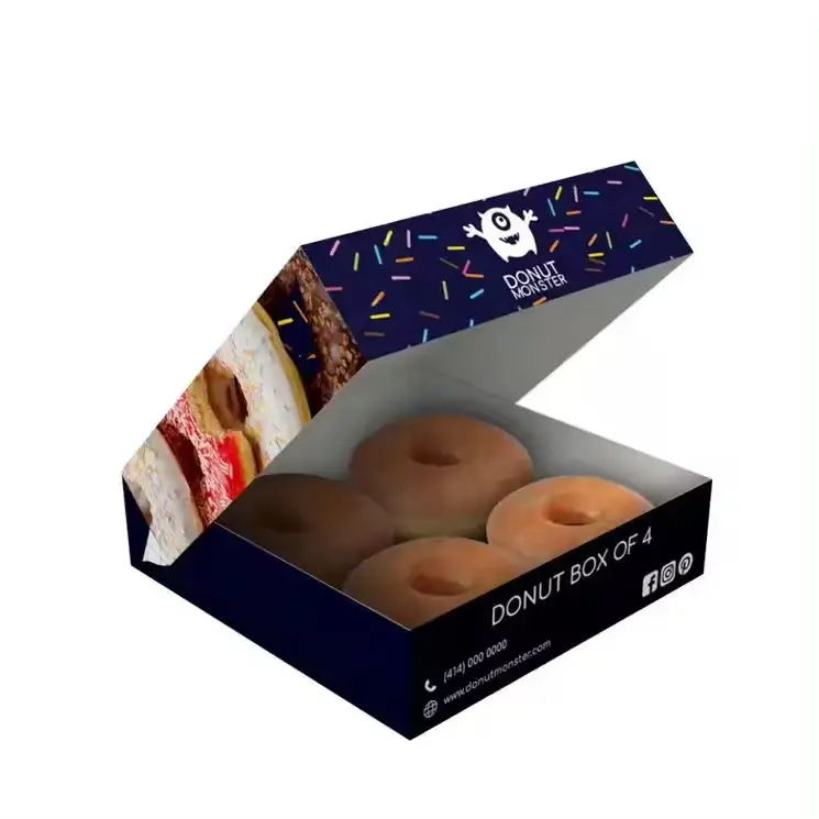 Custom Cardboard Sweet Box Packaging Print Shipping Party Dessert Donut 12x9x4 Paper Boxes with protection