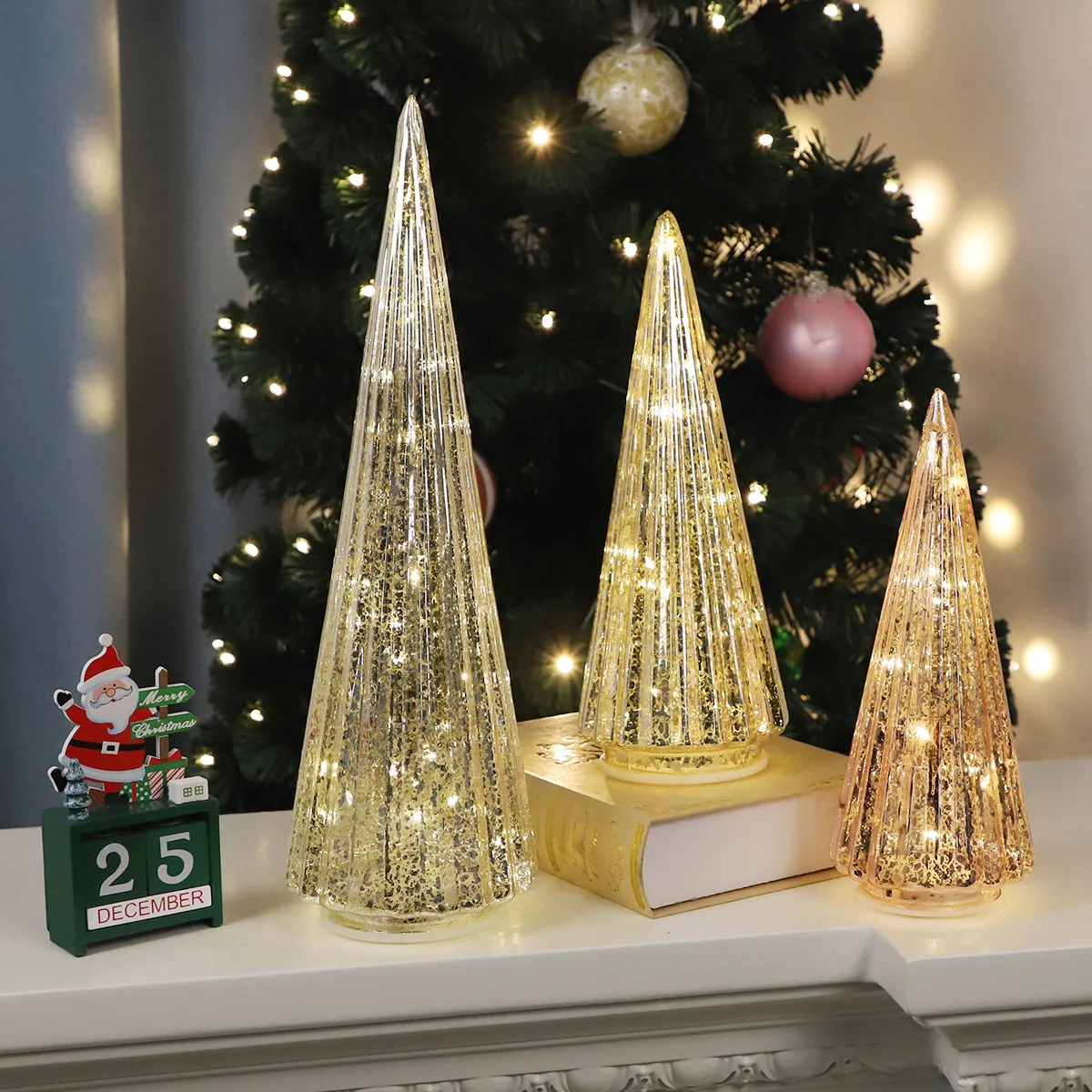 hot sell Set of 3 Snowflakes Tree Boxes led christmas lights gift box for Home Yard Xmas Tree Party Holiday Decor