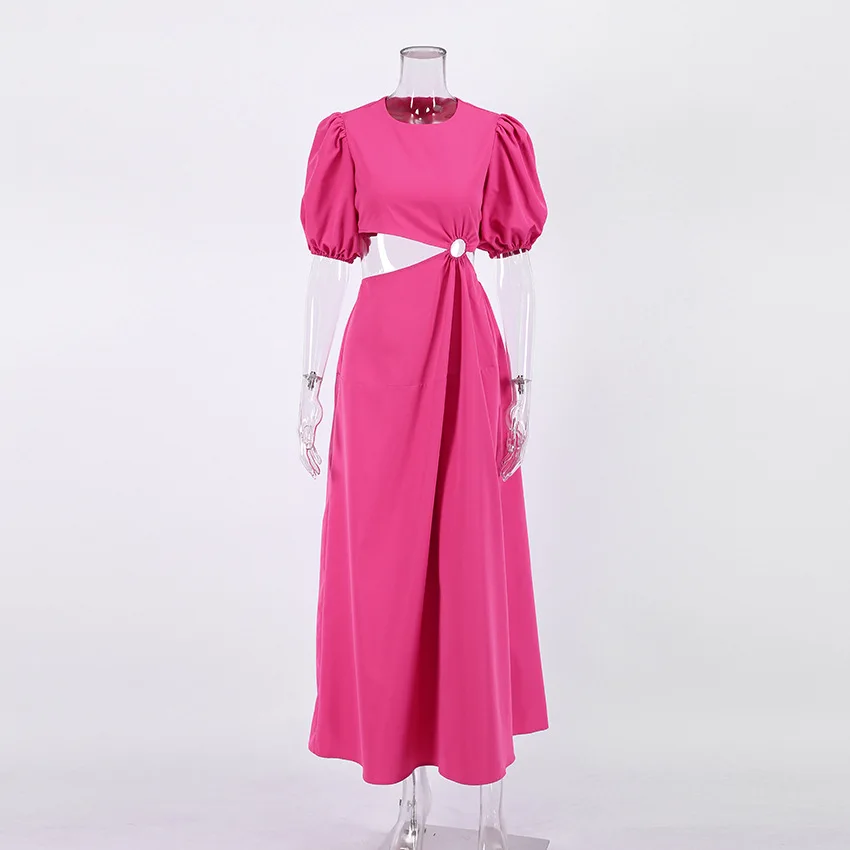 Korean V Neck Elegant Floral Print Slim Waist A-Line Dress Women Casual Summer Dresses Clothing