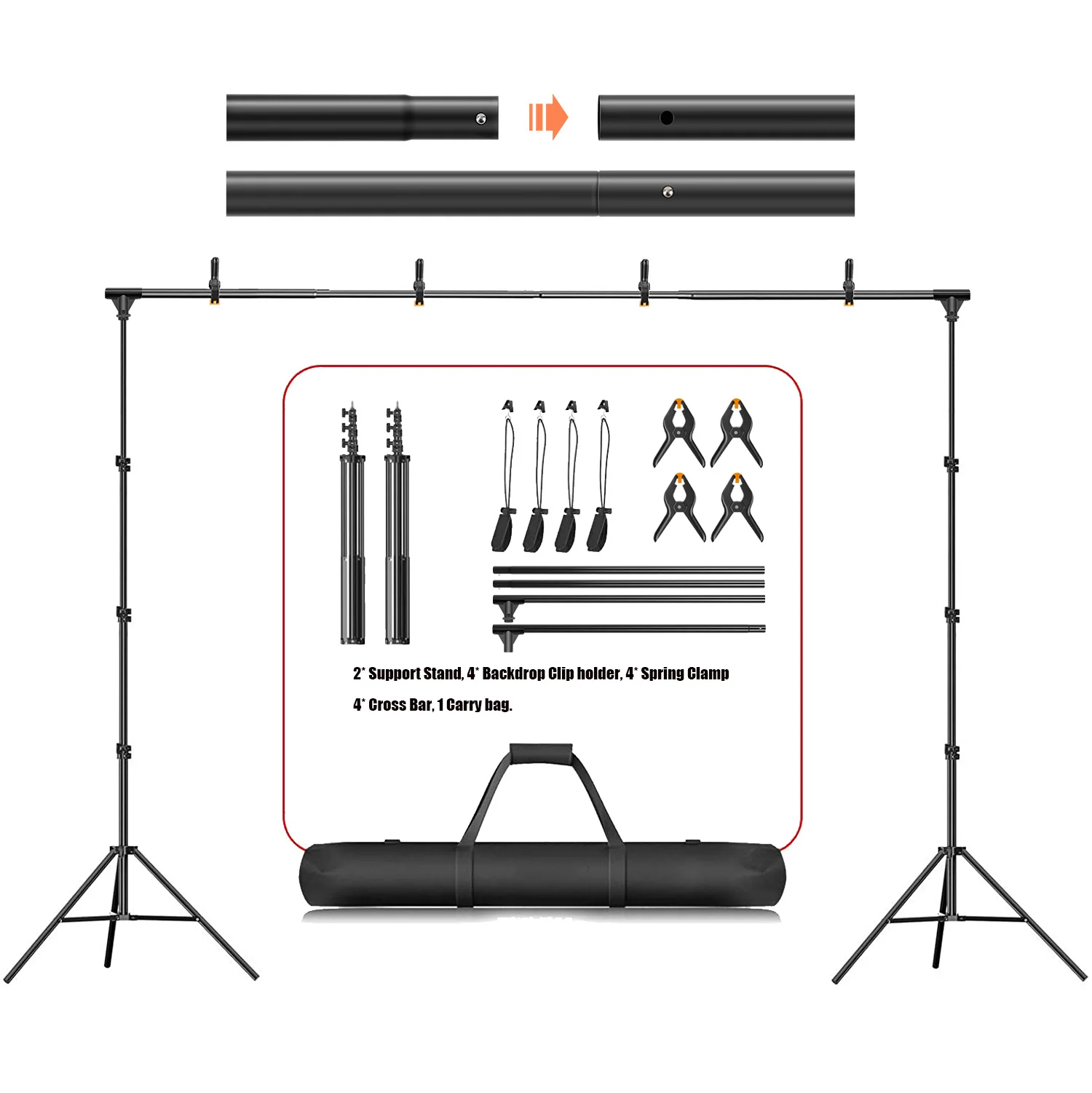 Лидер продаж на Amazon, регулируемая система поддержки фона для фотосъемки 3*3 м, Комплект Подставки для фона для фотосъемки с сумкой для переноски