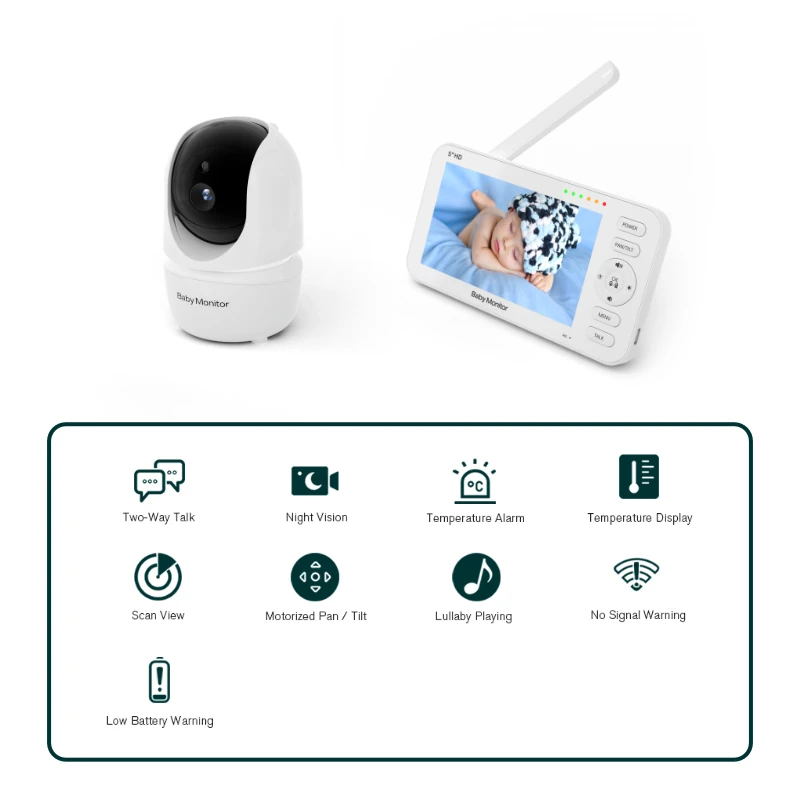 5 inch HD LCD Video Nanny Wireless Security Camera Two Way intercom  Night Vision WIFI Baby Monitor