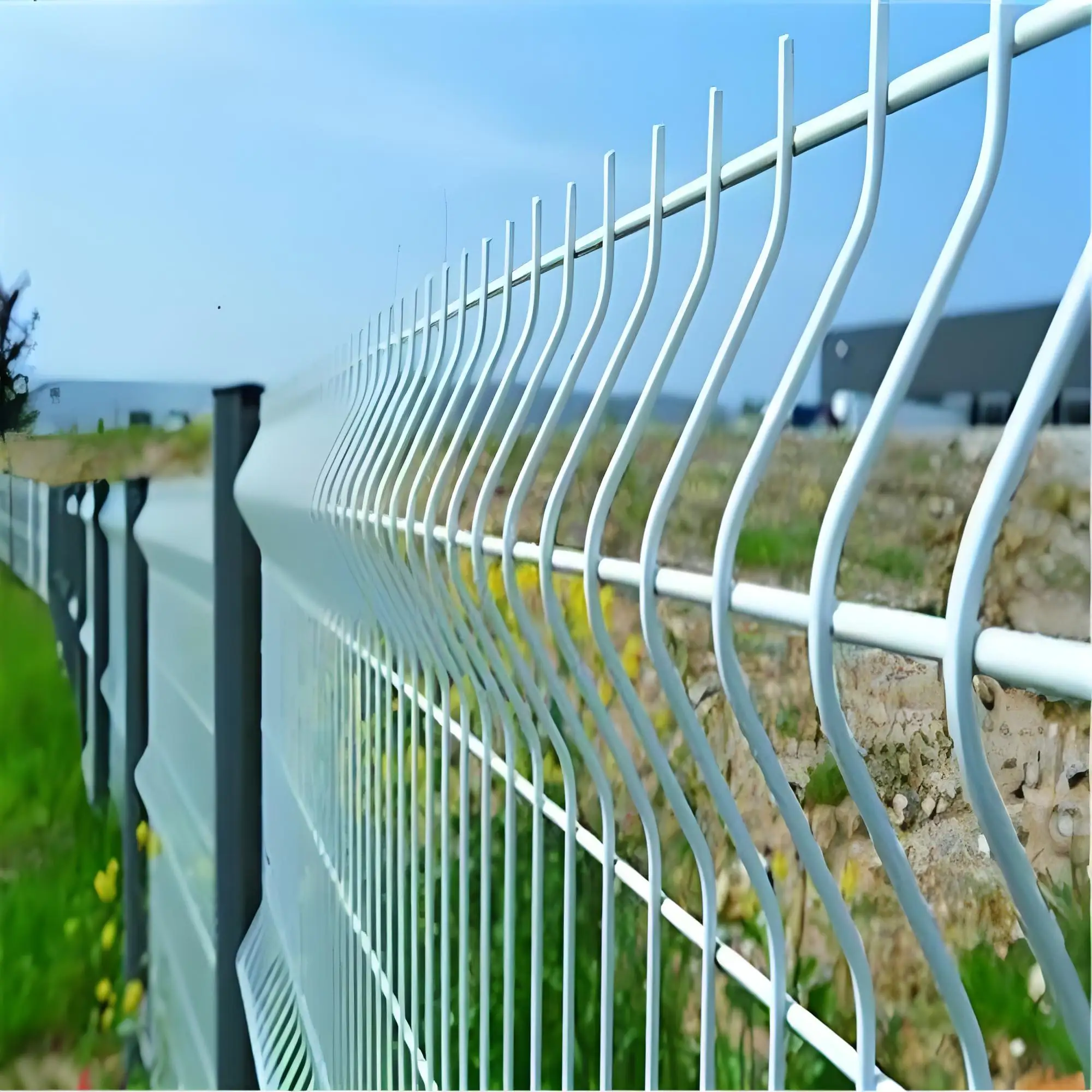 Chinese PVC Coated 3D Curved Panel Nylofor Welded Wire Mesh Fence Security Low Maintenance Steel Rail Fence 5mm Fence Wire Mesh