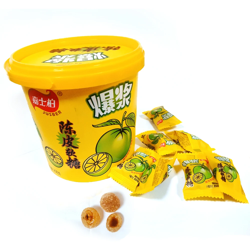 Gummy Ball Sour Candy Exotic Sweets Fruit Jam Filled Gummies Tangerine Peel Flavor Chinese Candy Manufacturers Wholesale 208g