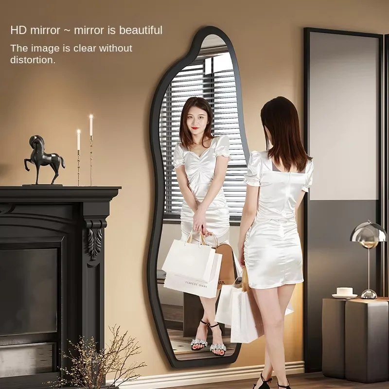 Customized Home Shaped Full-Body Mirror Advanced Wall-Mounted Floor Mirror for Bedroom Middle Ancient Styled Dressing Mirror