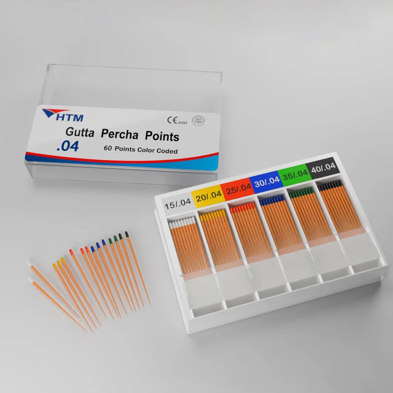 HTM Dental Consumables Materials Factory 04 15-40 Taper GP High Precision Gutta Points Achieving Apical Fit Without Trial