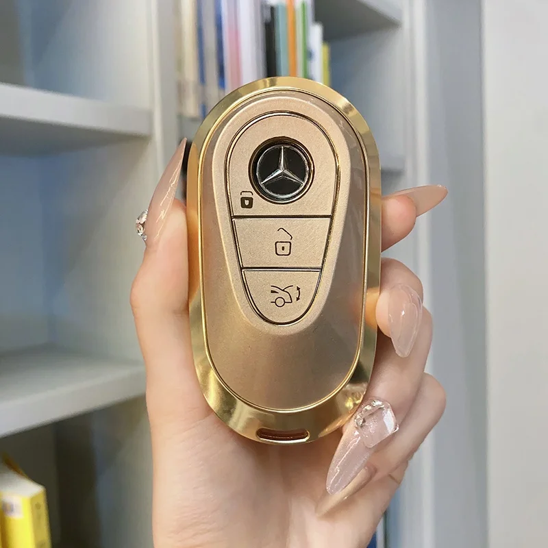 Factory Hot Sale Design Soft TPU and Metal Car Key Cover for benz CLE GLC C300 E350 EQE EQS AMG S G E Class Metal Car Key Case