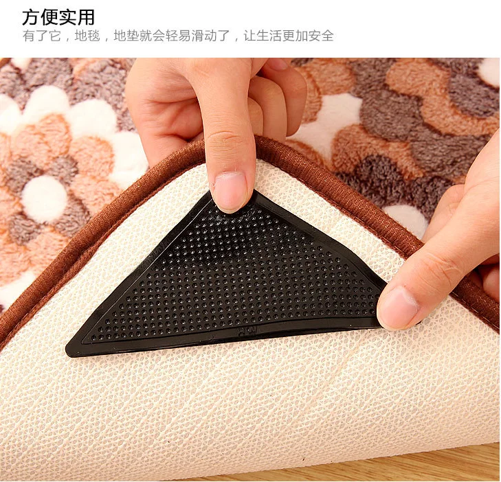 Christmas gift Wholesale Reusable Waterproof Anti Slip Self Adhesive Triangle rug gripper pad For Carpet corner Grippers