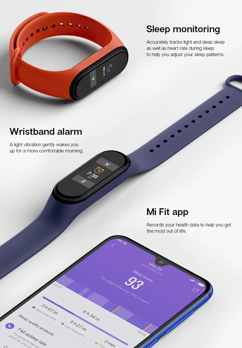
For Mi Band 5 Smart Wristband Bracelet Fitness Tracker M5 Heart Rate Blood Pressure Monitor Touch Control Watch 
