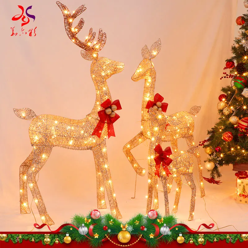Hot sales wholesale Christmas decorations indoor outdoor patio garden glowing reindeer lamps