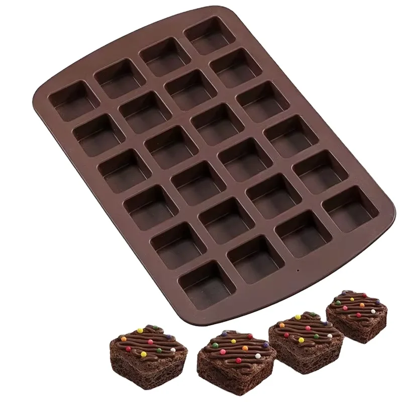 Brownie silicone mold squares 24-cavity food grade chocolate silicone baking molds for Chocolate Candies