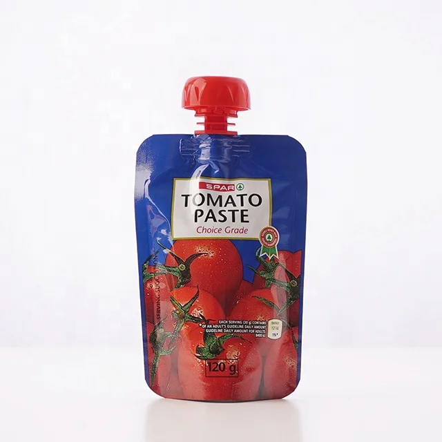 Customized printing flexible packaging with logo plastic bags for sauce ketchup product waterproof multiple material spout pouch