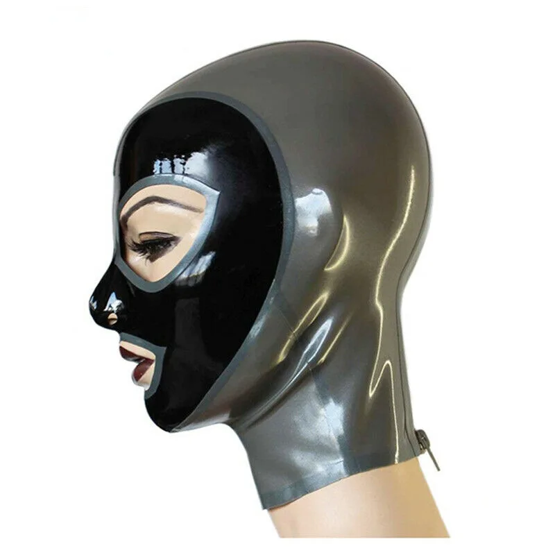 Open Eyes Mouth Nostrils Lingerie Headgear Night Club Party Sexy Cosplay Accessory Unisex Latex Mask Full Head Cover Hood