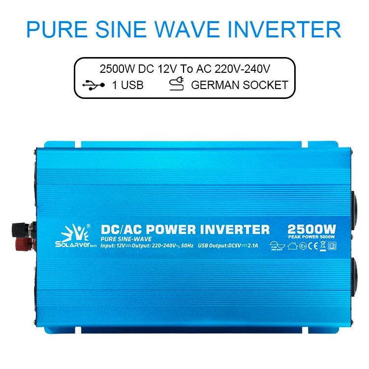 2500W 12v 24v 48v DC To AC 110v 120v 220v 230v Pure Sine Wave car inverter
