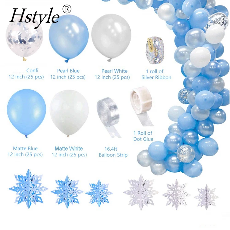 Balloon Garland Arch Kit 16Ft Long Ice Snow Latex Balloons Pack  Wedding Birthday Baby Shower Bach Party Backdrop Decor SET780