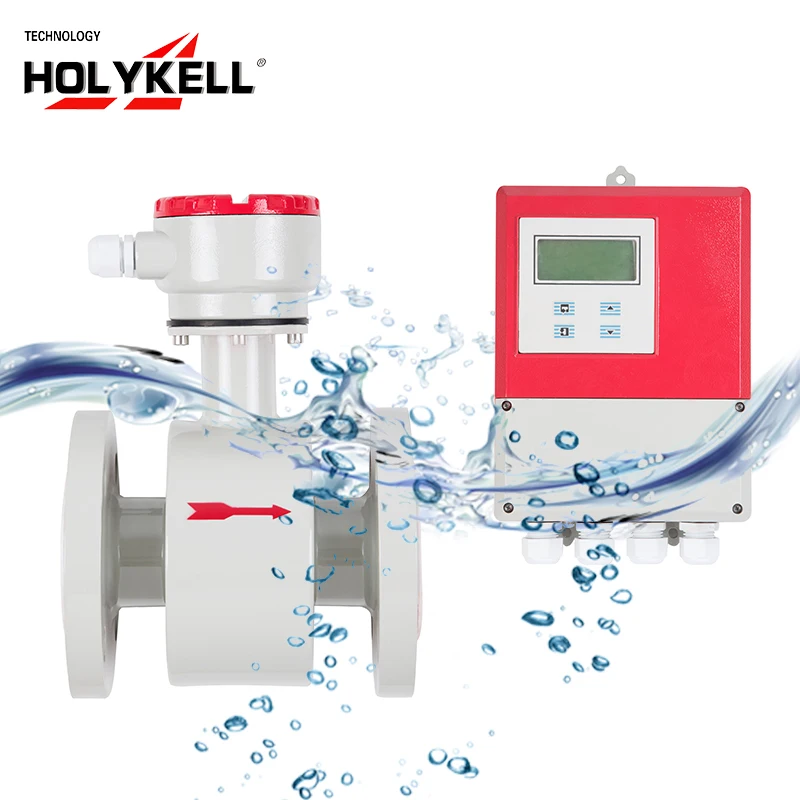 Holykell water 220v ac split electromagnetic flow meter 4800 sanitary flanged dn80 price