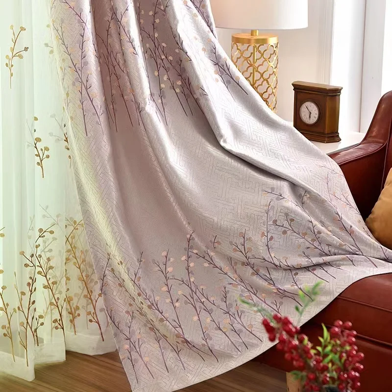 100% Polyester Jacquard Blackout For Window Blinds Geometric Jacquard Fabric Ready Made Curtains For The Living Room