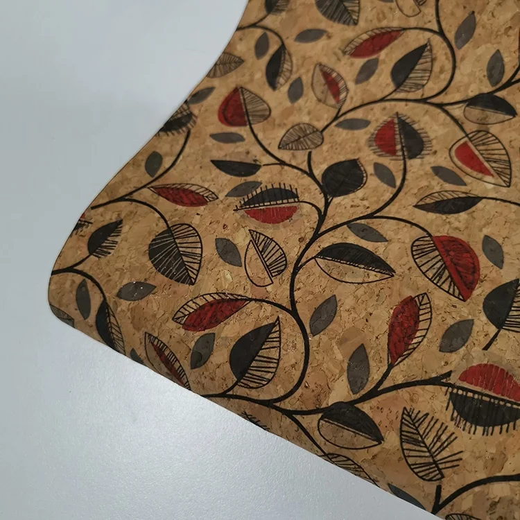 high quality new product colorful  printed Natural cork sheet leather Fabric