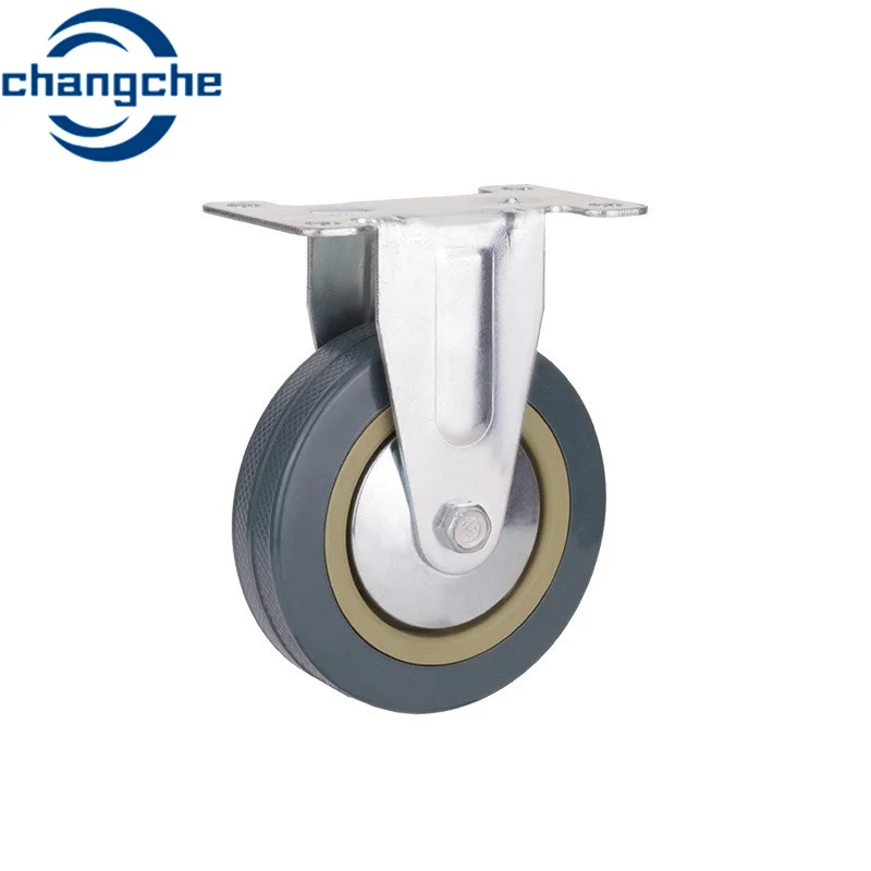 High Elastic Non-Slip 5/6 Inch 8 Inch Industrial Universal Wheel Heavy Duty Wheel Silent With Brake Trolley Rubber Wheel