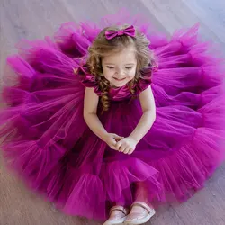 Summer Spring Flower Kids Fluffy Skirt For Girls 7 Colors Baby Party Tutu Dresses Wedding Princess