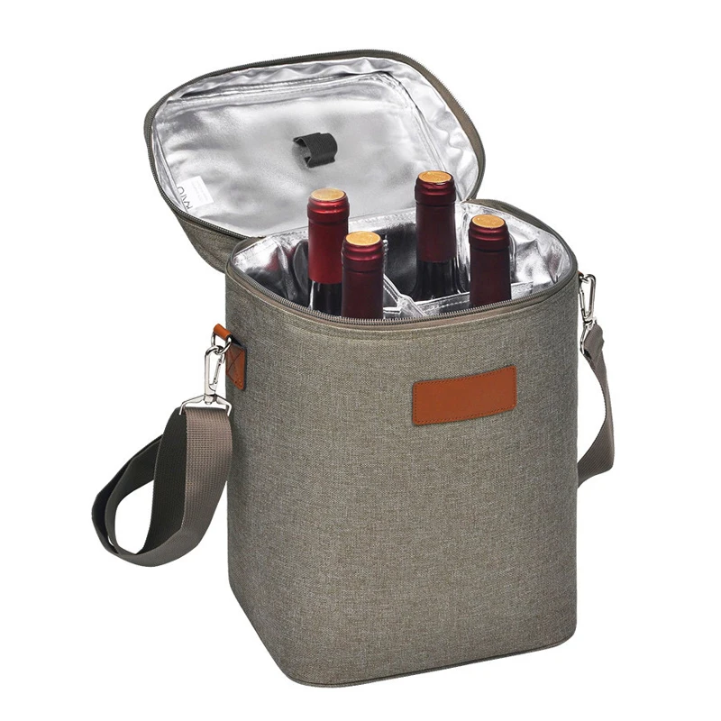 Large Ice Lunch Beer Bottle Cans Picnic Food thermal box custom logo 4 compartment champagne wine Insulated cooler bag