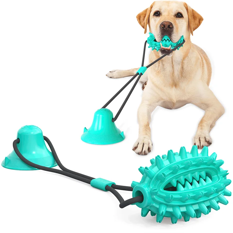 
Wholesale Food Grade Squeak Ball Puppy Rope Pull Chew Gum Sucked To The Floor Chewy Dog Toy Pet Supplies 