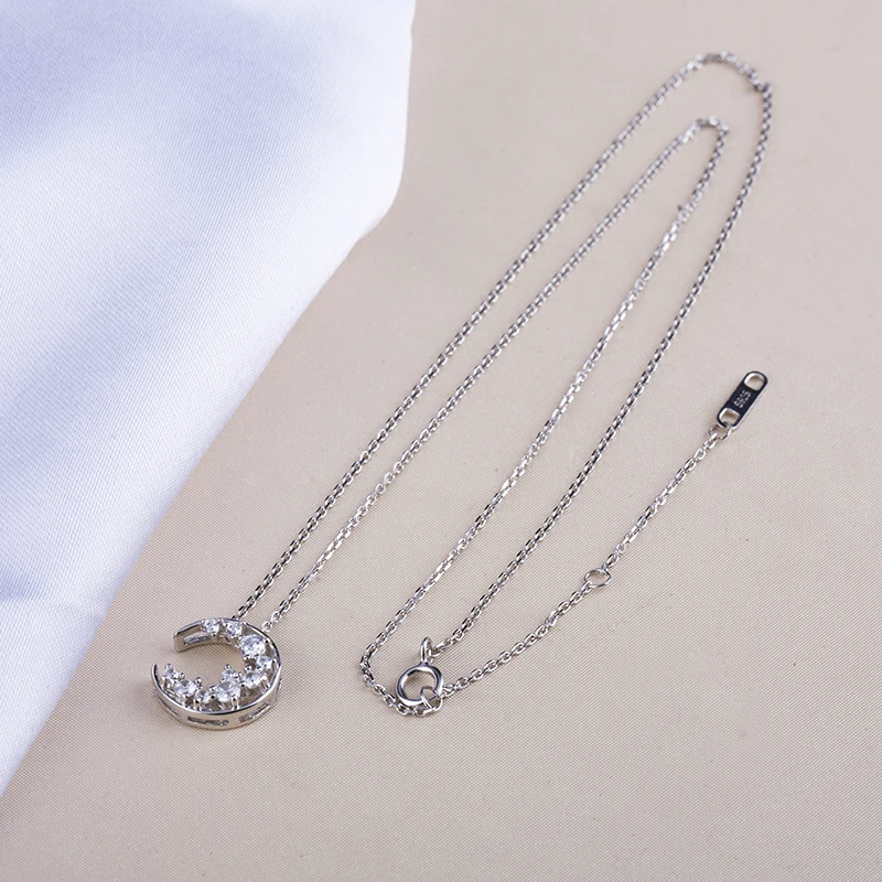 Custom 925 Sterling Silver 2021 moon thick chain necklace