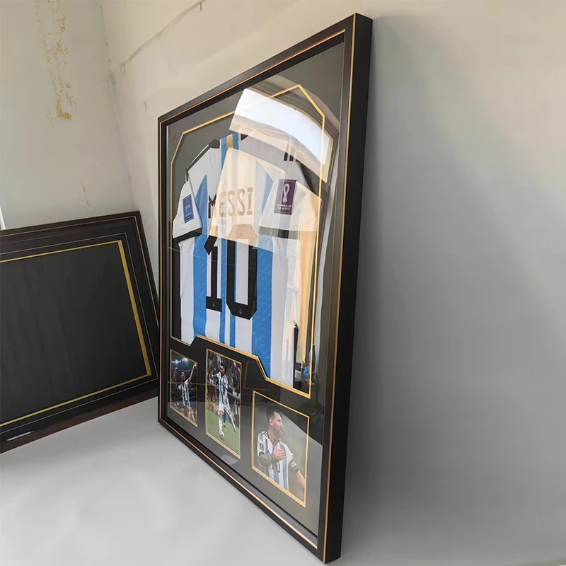 Sports Jersey Frame Black Wooden Photo Frame Case Jersey T-shirt Display Frame for Football Hockey Soccer Uniform