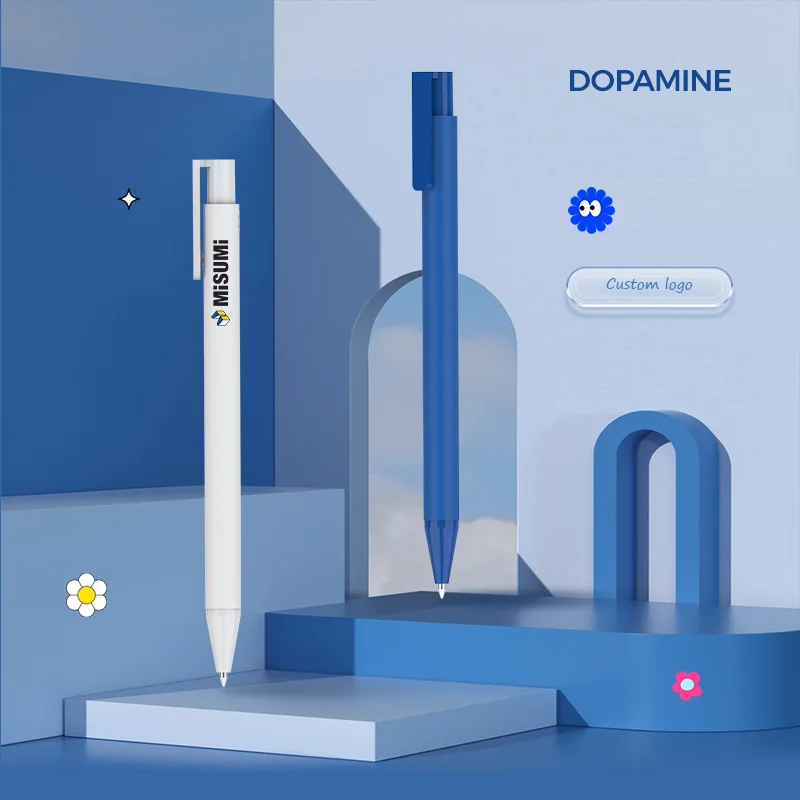 2024 new high quality white plastic branded logo best point ballpoint 0.5mm 0.7 custom design pen