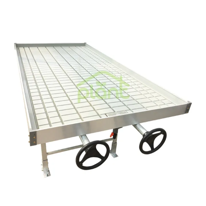 Commercial Hydroponic Ebb And Flow Rolling Benches 4*8 Flood ABS Tray Rolling Table Top Benches for Hemp Growing
