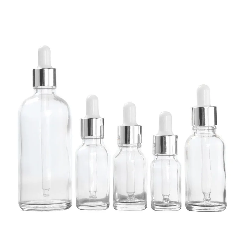 15ml clear oil glass bottle glass round pipette bamboo rubber dropper cap