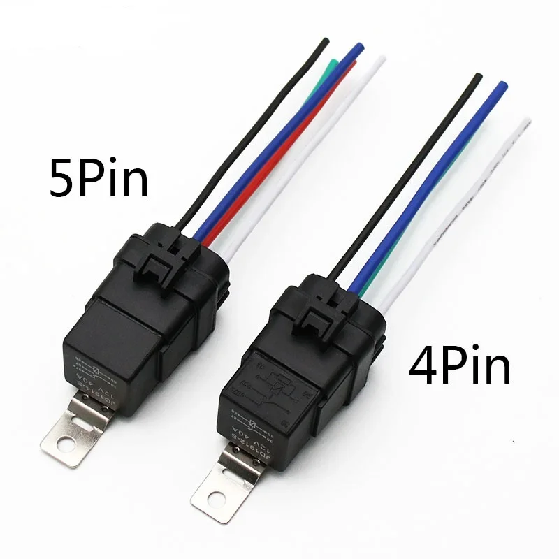 40A  Waterproof Integrated Relay With Wired Socket DC12V DC24V 4/5 Pin Power relay Sealed Connector For Automotive Refitting