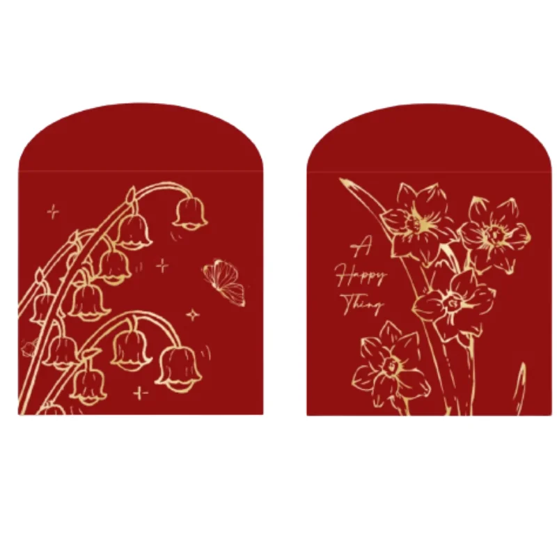 Custom Design Gold Foil Red Envelope Decoration Wedding Invitation Envelope Card New Year Red Pocket