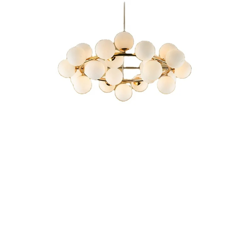 American country gold metal linear milk white glass 110 volt hanging lamp led chandelier for dining room bedroom living room