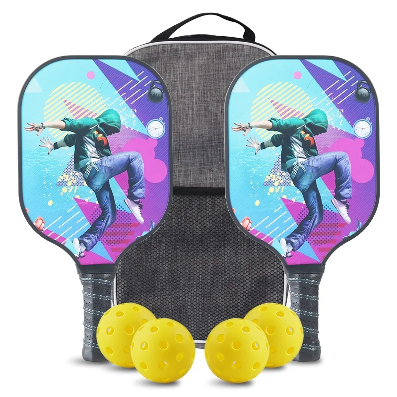 Pickleball Paddles Pickleball Racquets Set of 2 Honeycomb Composite Core Pickleball Rackets With 4 Balls and Portable Carry Bag