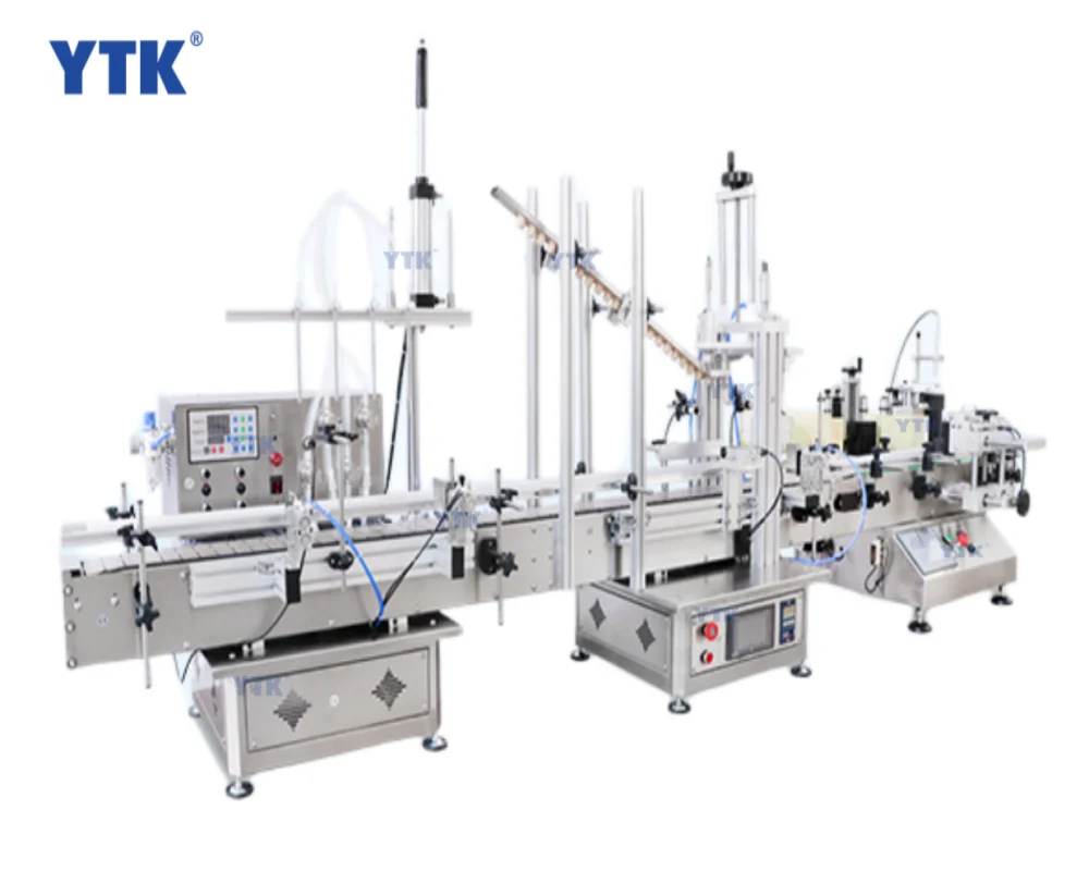 YASON YTK-FCL180C1 Full Automatic Tabletop Pneumatic Liquid Cork Wine Bottle Filling Capping And Labeling Machine