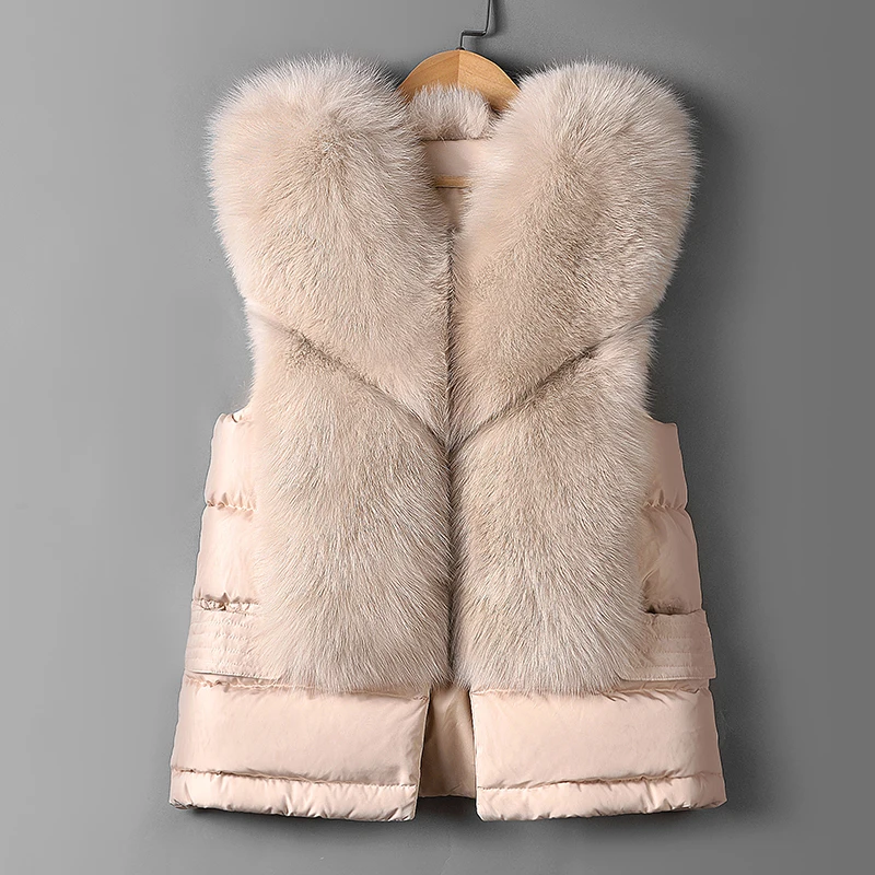 Лидер продаж, женский зимний жилет на утином пуху, куртка из искусственного меха, жилет, однотонная женская короткая парка без рукавов, теплые пальто